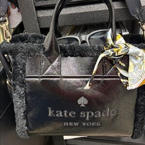 Kate Spade Black Faux Fur Tote - Scarf is free